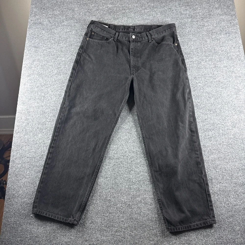 Levis 505 Jeans Mens 40x30 Black Straight Leg Regular Fit Baggy Denim Workwear